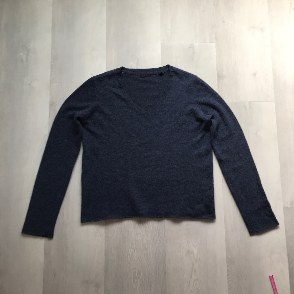 ATM CASHMERE BLUE NAVY LONG SLEEVE SWEATER WOMENS LARGE